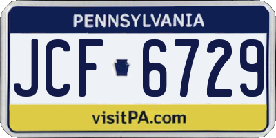 PA license plate JCF6729