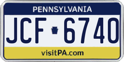 PA license plate JCF6740