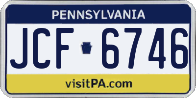PA license plate JCF6746