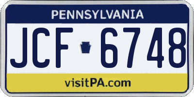 PA license plate JCF6748