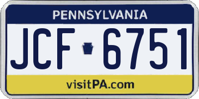 PA license plate JCF6751