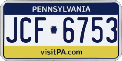 PA license plate JCF6753