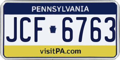 PA license plate JCF6763