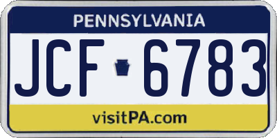 PA license plate JCF6783