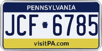 PA license plate JCF6785