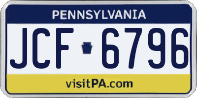 PA license plate JCF6796