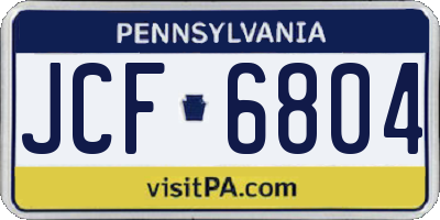 PA license plate JCF6804