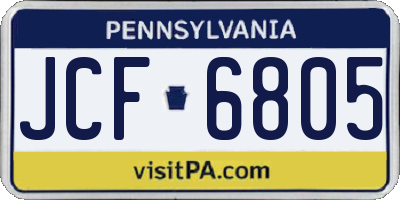 PA license plate JCF6805