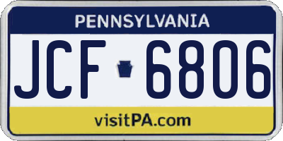 PA license plate JCF6806