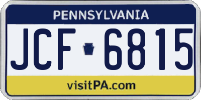 PA license plate JCF6815