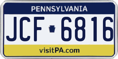 PA license plate JCF6816