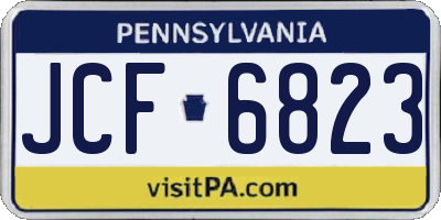 PA license plate JCF6823