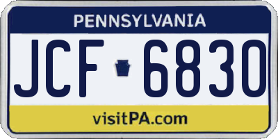PA license plate JCF6830