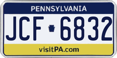 PA license plate JCF6832
