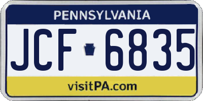 PA license plate JCF6835