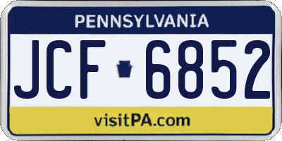 PA license plate JCF6852