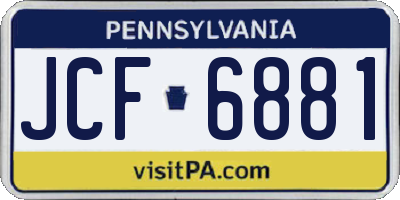 PA license plate JCF6881
