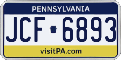 PA license plate JCF6893