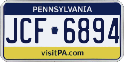 PA license plate JCF6894