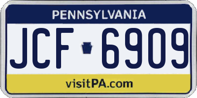 PA license plate JCF6909