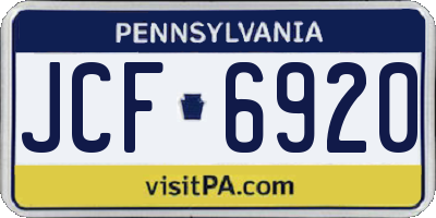 PA license plate JCF6920