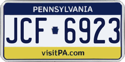 PA license plate JCF6923