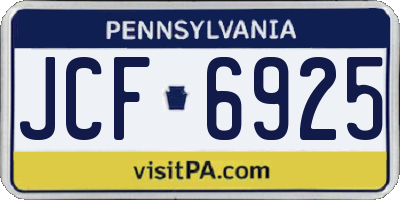 PA license plate JCF6925
