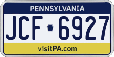 PA license plate JCF6927