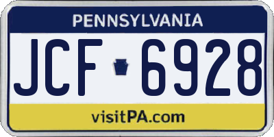 PA license plate JCF6928