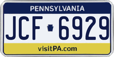 PA license plate JCF6929