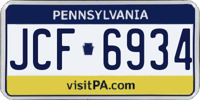PA license plate JCF6934