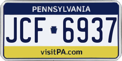 PA license plate JCF6937