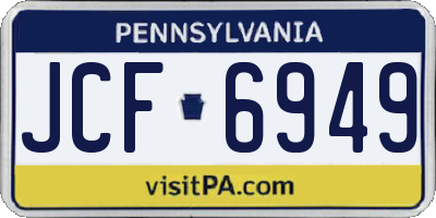 PA license plate JCF6949