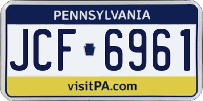 PA license plate JCF6961