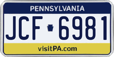 PA license plate JCF6981