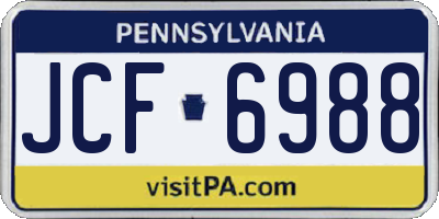 PA license plate JCF6988