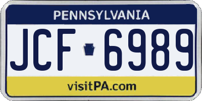 PA license plate JCF6989