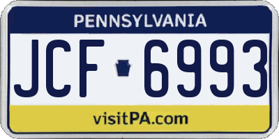 PA license plate JCF6993