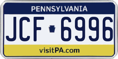 PA license plate JCF6996