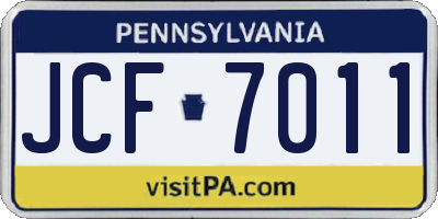 PA license plate JCF7011