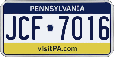 PA license plate JCF7016