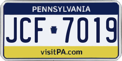 PA license plate JCF7019
