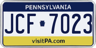 PA license plate JCF7023
