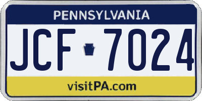 PA license plate JCF7024