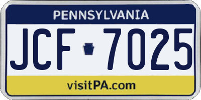PA license plate JCF7025
