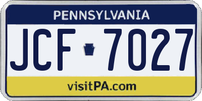 PA license plate JCF7027