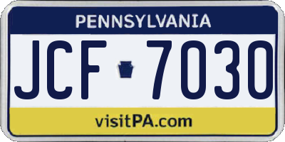 PA license plate JCF7030