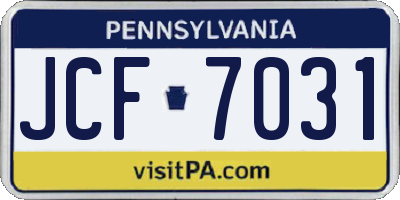 PA license plate JCF7031