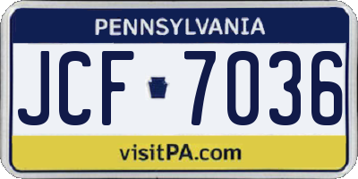 PA license plate JCF7036