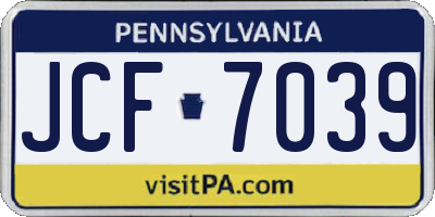 PA license plate JCF7039